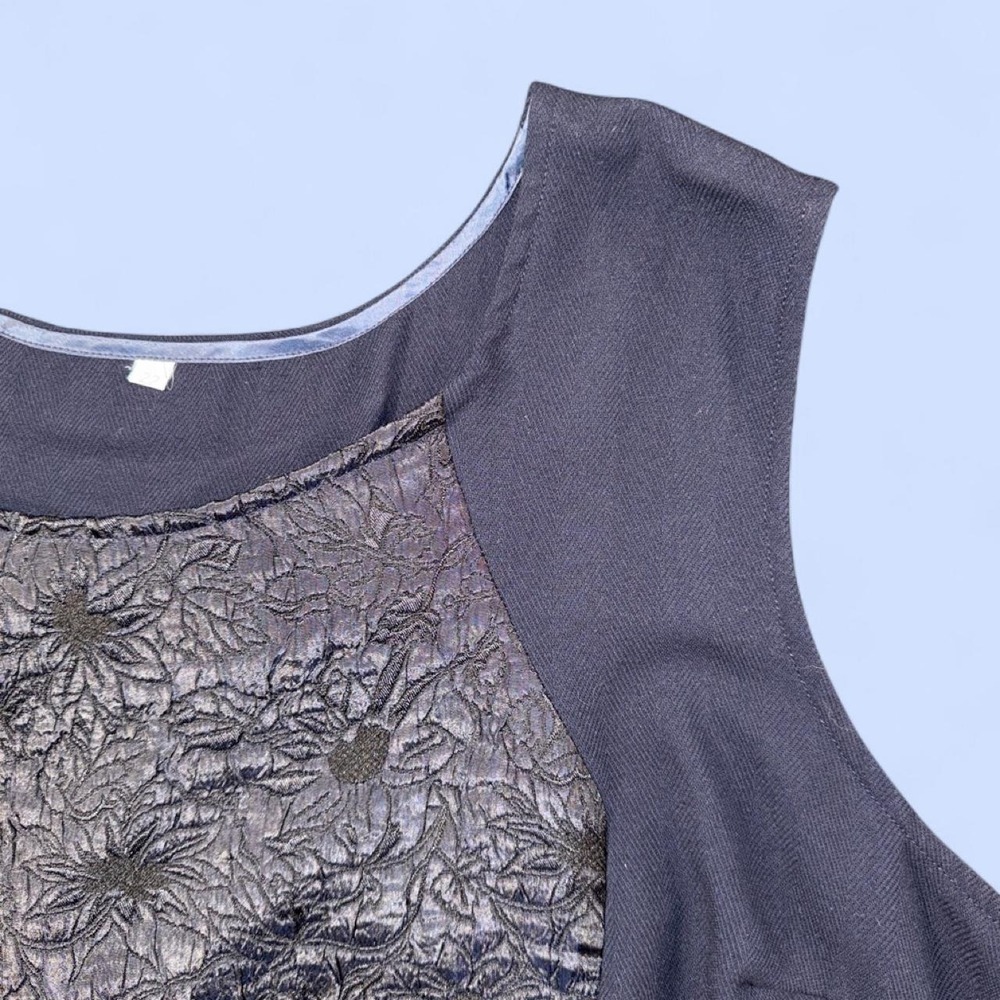 Vintage Navy Floral Brocade Sleeveless Blouse | Women's Size 22 - Picture 2 of 5
